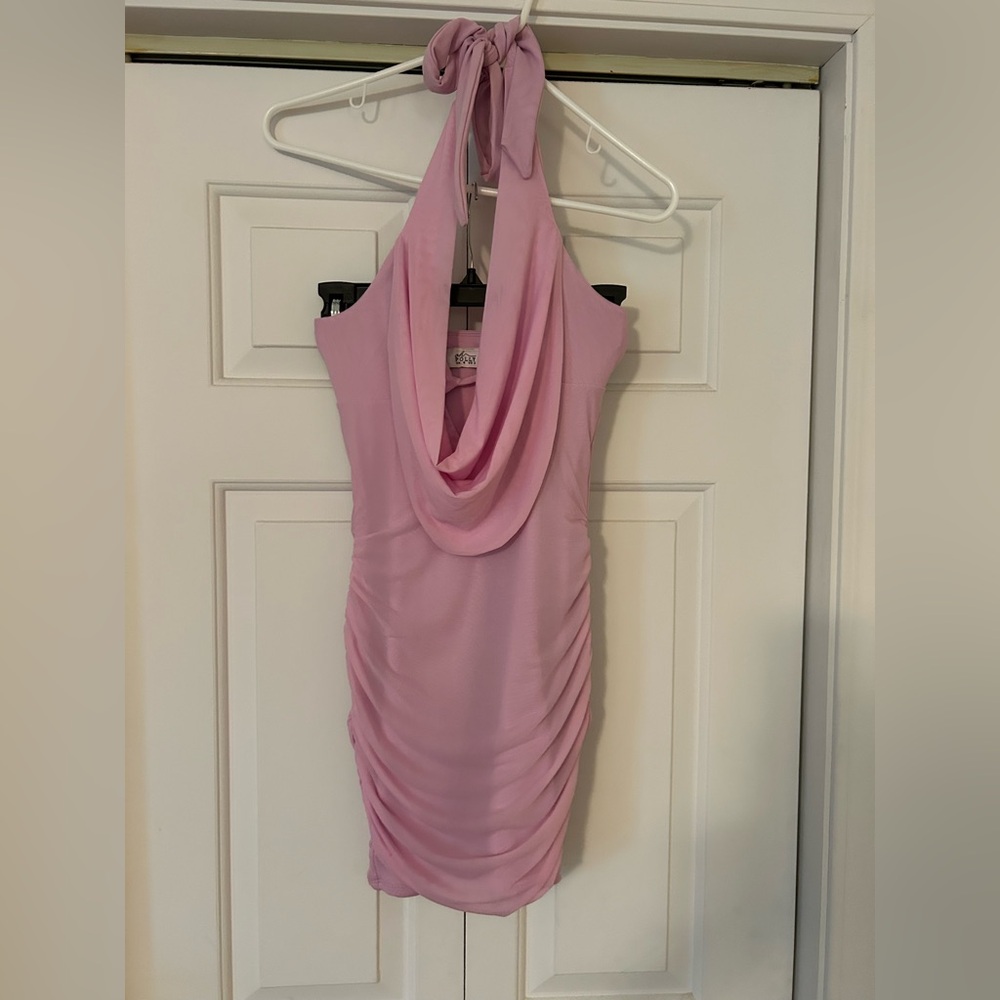 Oh Polly Pink Halter Mini Dress